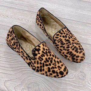 Birdies Starling Loafer Leopard Print Calf Hair Flats - sz 7.5
